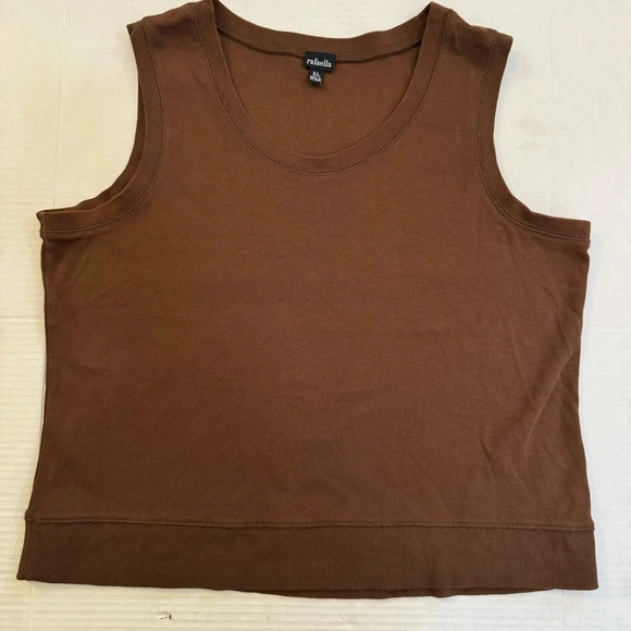 Rafaella Sleeveless Brown 100% Cotton Top - Picture 1 of 4